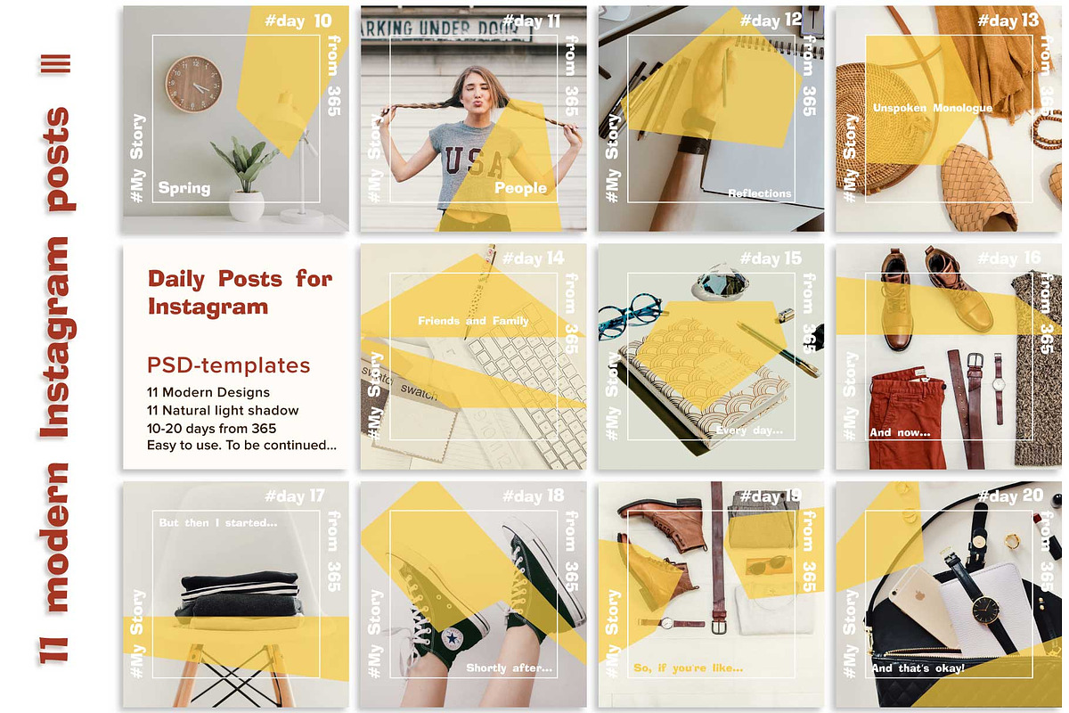 11 Instagram Posts Creator 10-20 day, a Social Media Template by Zimages (Photo 1 of 6)