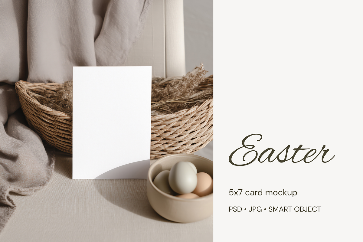 Neutral 5x7 Easter Card Mockup, a Product Mockup by Serenefeeling (Photo 1 of 6)