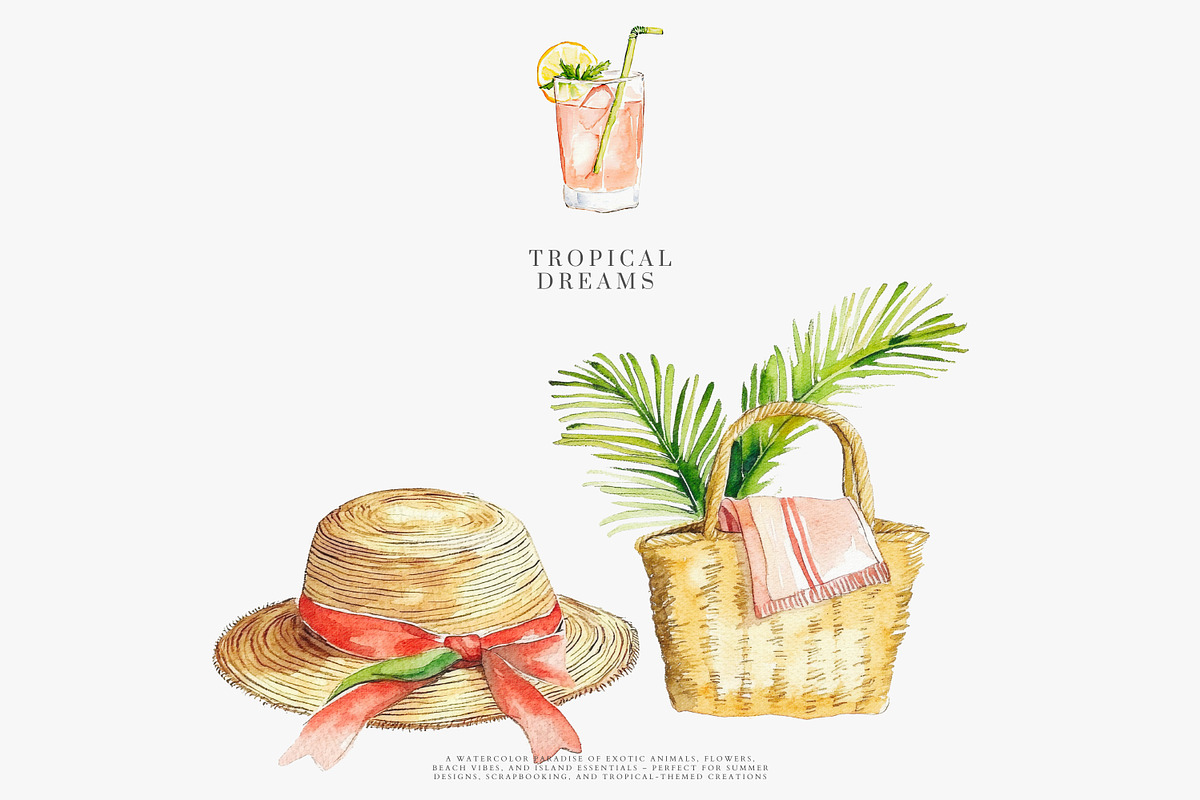 Watercolor tropical clipart set, a Decorative Illustration by Patishop Art (Photo 6 of 10)
