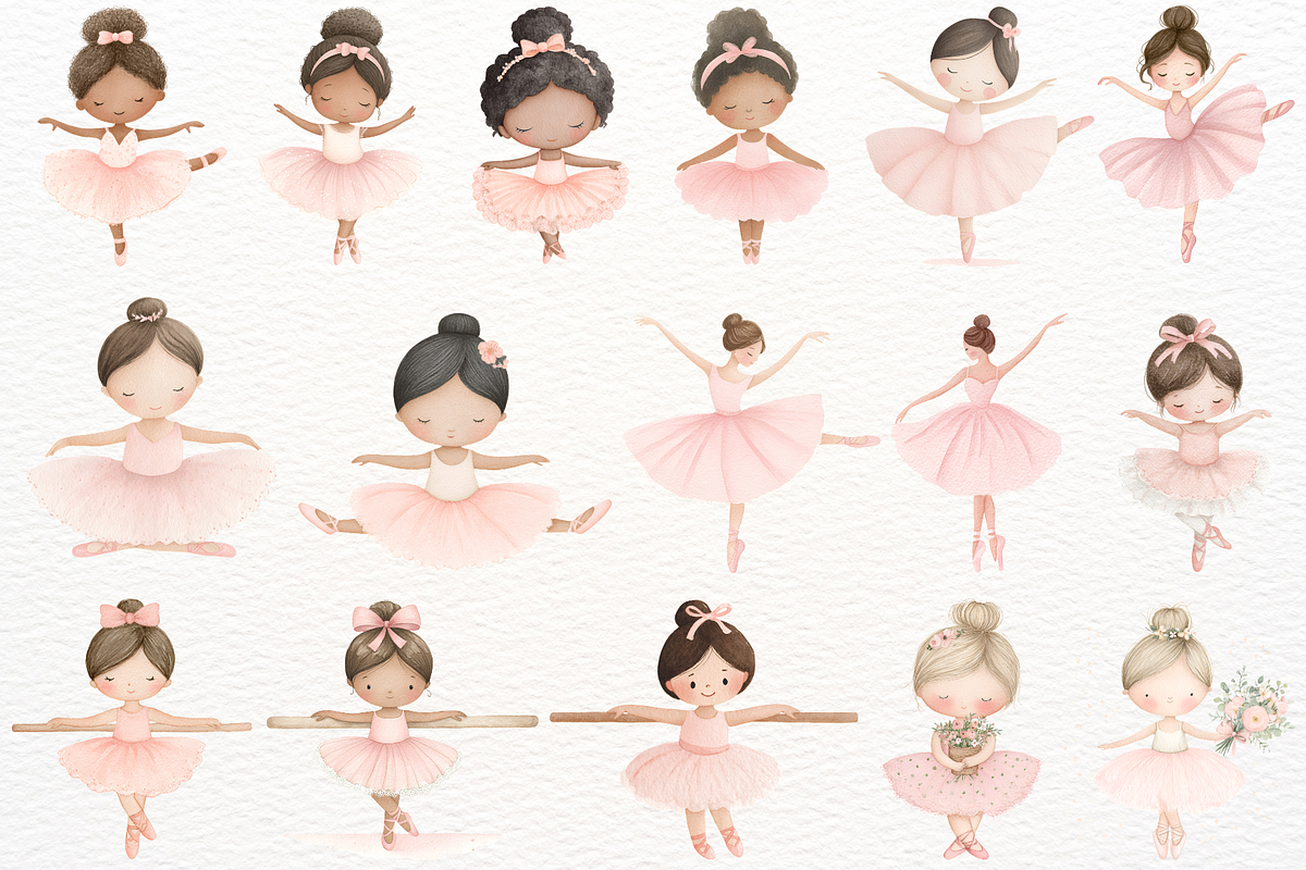 Pink Ballet Clipart Baby Ballerina, a Person Illustration by SugarCloudStudioArt (Photo 6 of 9)