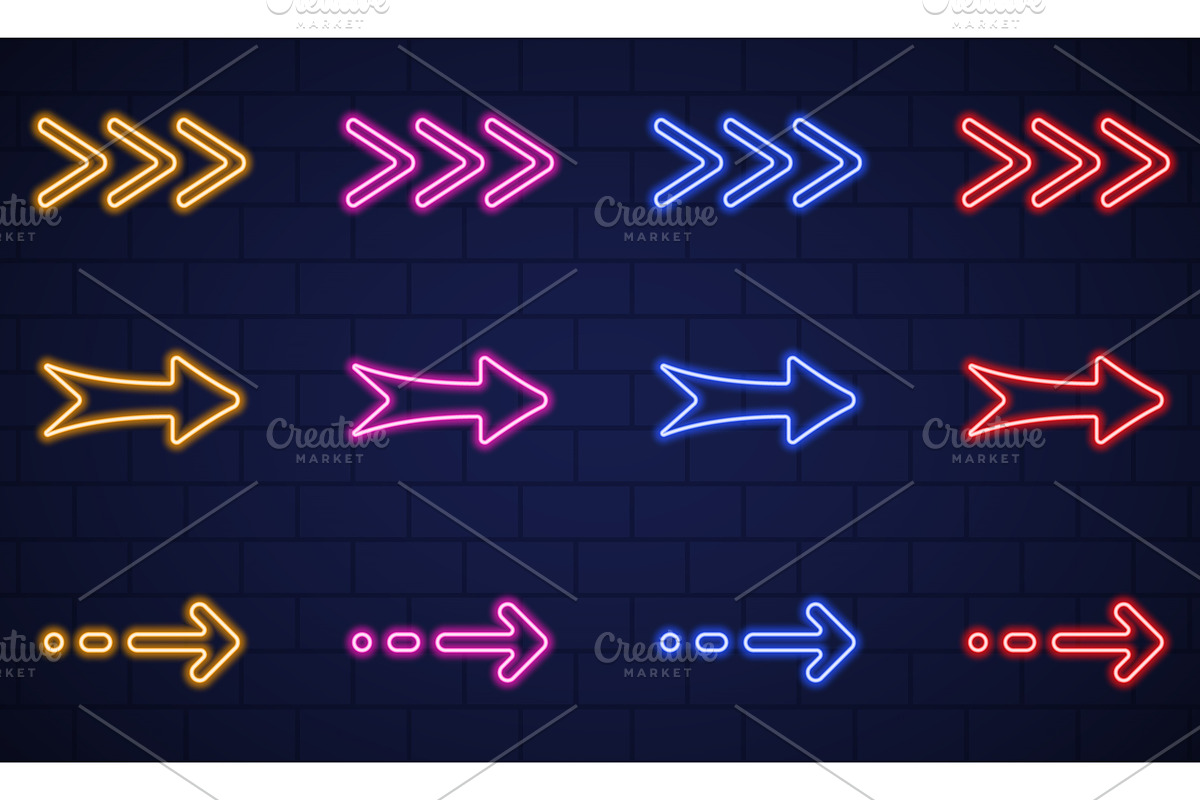 Glowing Neon Arrows, an Object Illustration by Vector Creator