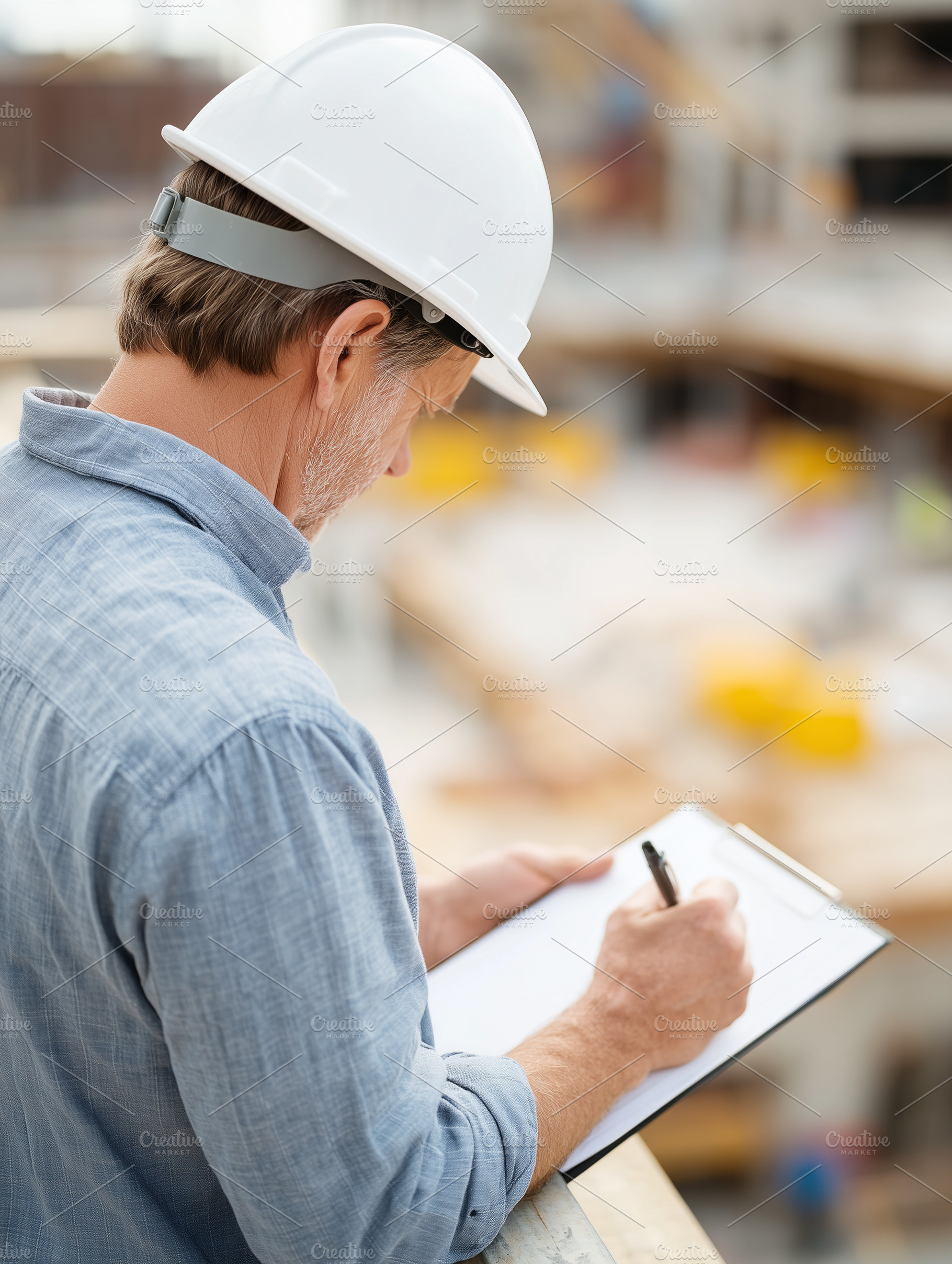 Construction worker in white hardhat, an Industrial Photo by MistyDay