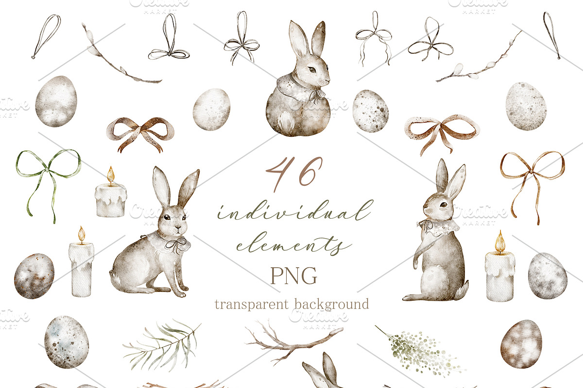 Cute Easter Watercolor Clipart, a Decorative Illustration by LenArt (Photo 14 of 16)