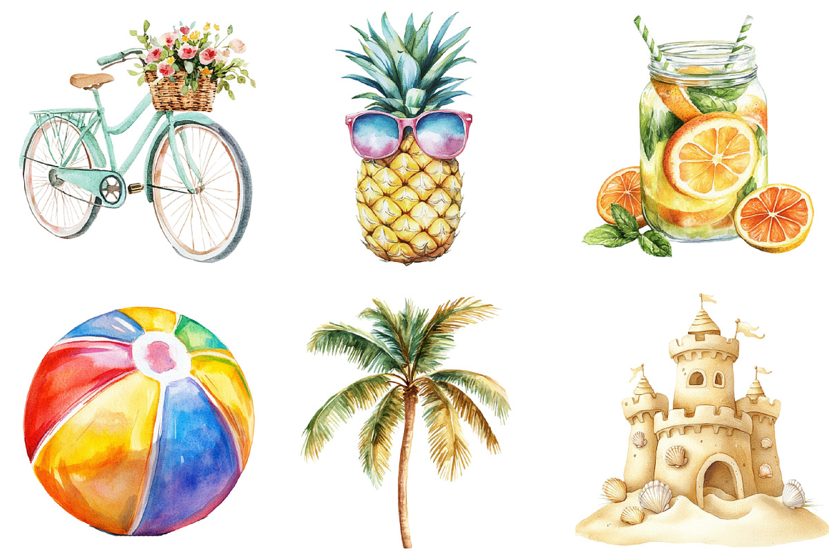 Beachy Summer Holidays Clipart PNG, an Illustration by SinaCreation (Photo 2 of 5)