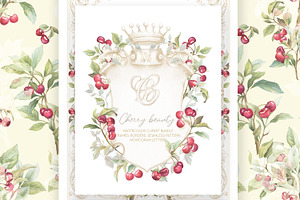 Vintage Cherry Crest Watercolor Set