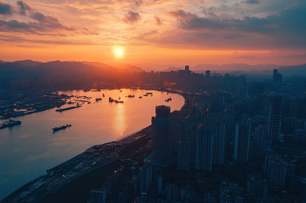 Breathtaking sunset over Zhuhai city, a Photo by Iftikhar Alam