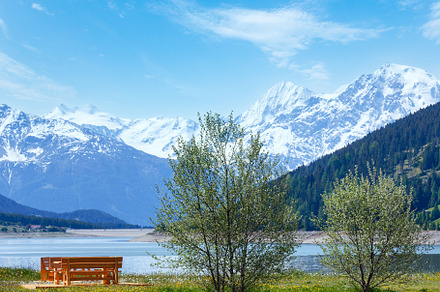Reschensee summer landscape (Austria)., a Nature Photo by YuriyB
