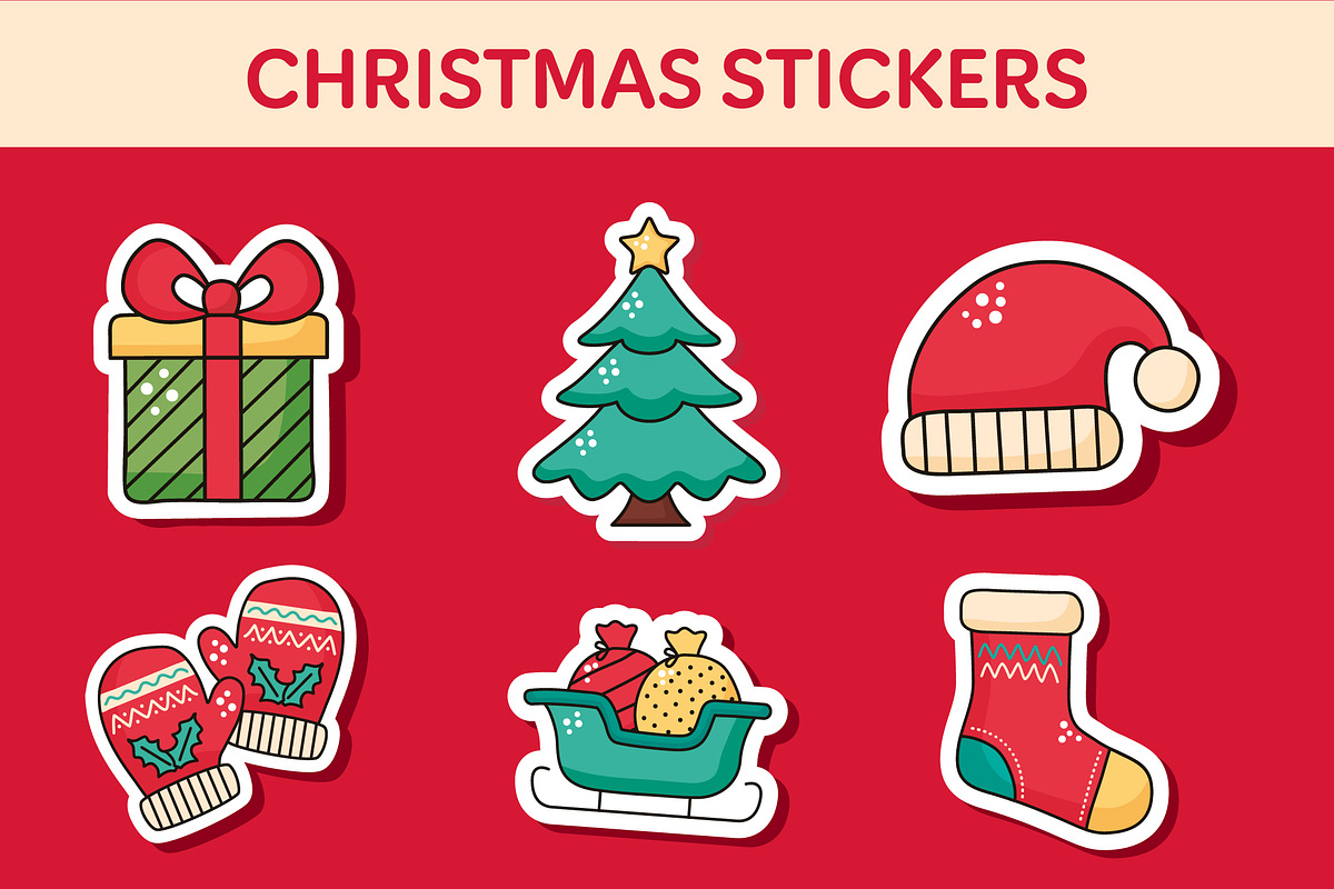 Merry Christmas Stickers Set, a Templates & Theme by studiogstock (Photo 2 of 2)