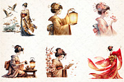 Japanese Geisha Clipart, Asian Beaut, an Illustration by DreamCafeArt (Thumbnail 3 of 7)