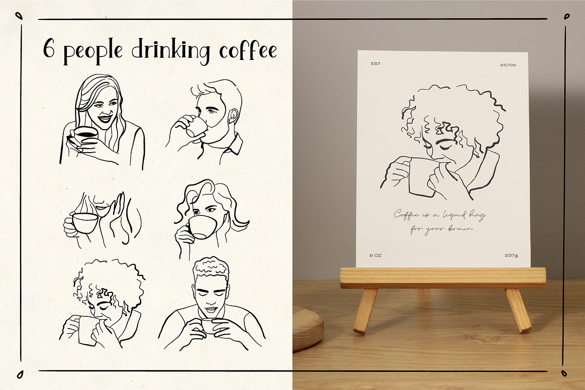 COFFEE LINE ART ILLUSTRATIONS, a Food Illustration by La Petite Line Art (Photo 4 of 12)