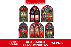 Red Stained Glass Windows Clipart