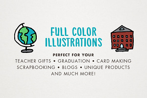 College & School Icons Clipart Set