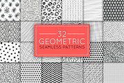 32 monochrome seamless patterns set, a Pattern Graphic by IreneArt illustrations (Thumbnail 1 of 2)