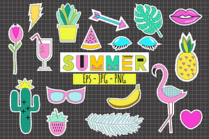 Summer Stickers Vector Png Planner