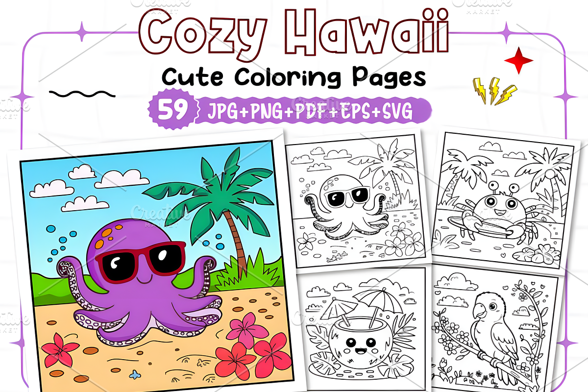 Bold Easy Cozy Hawaii Cute Coloring, an Animal Illustration by Ink Gallery (Photo 1 of 4)