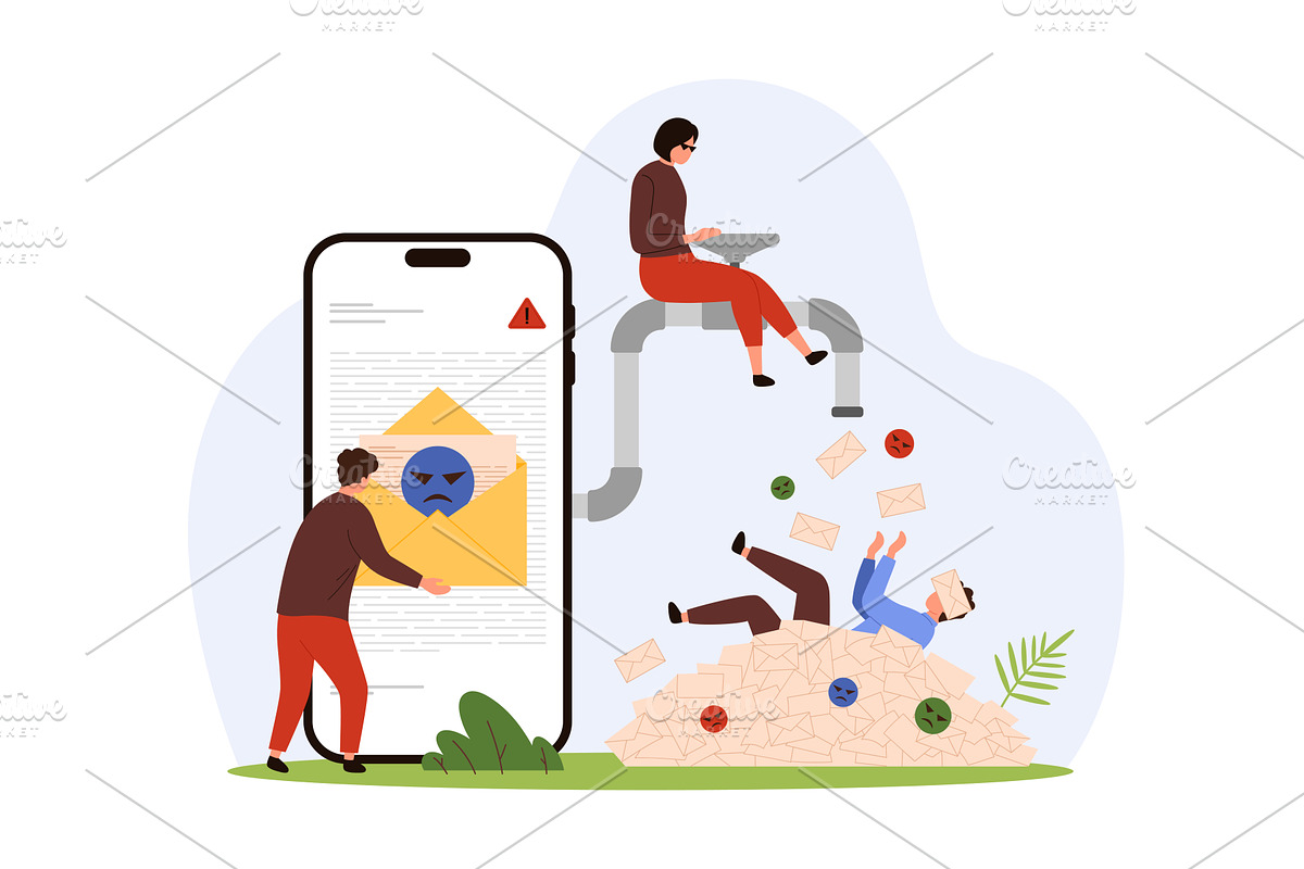 Spam overload in mobile mail, a Finance Illustration by Flashvector