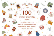 Winter everyday color icon set, an Icon by NatalieArtShop (Thumbnail 1 of 9)