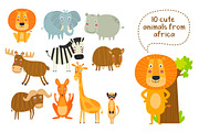 Cute animals of Africa. Vector set, an Animal Illustration by Sumacj (Thumbnail 2 of 8)