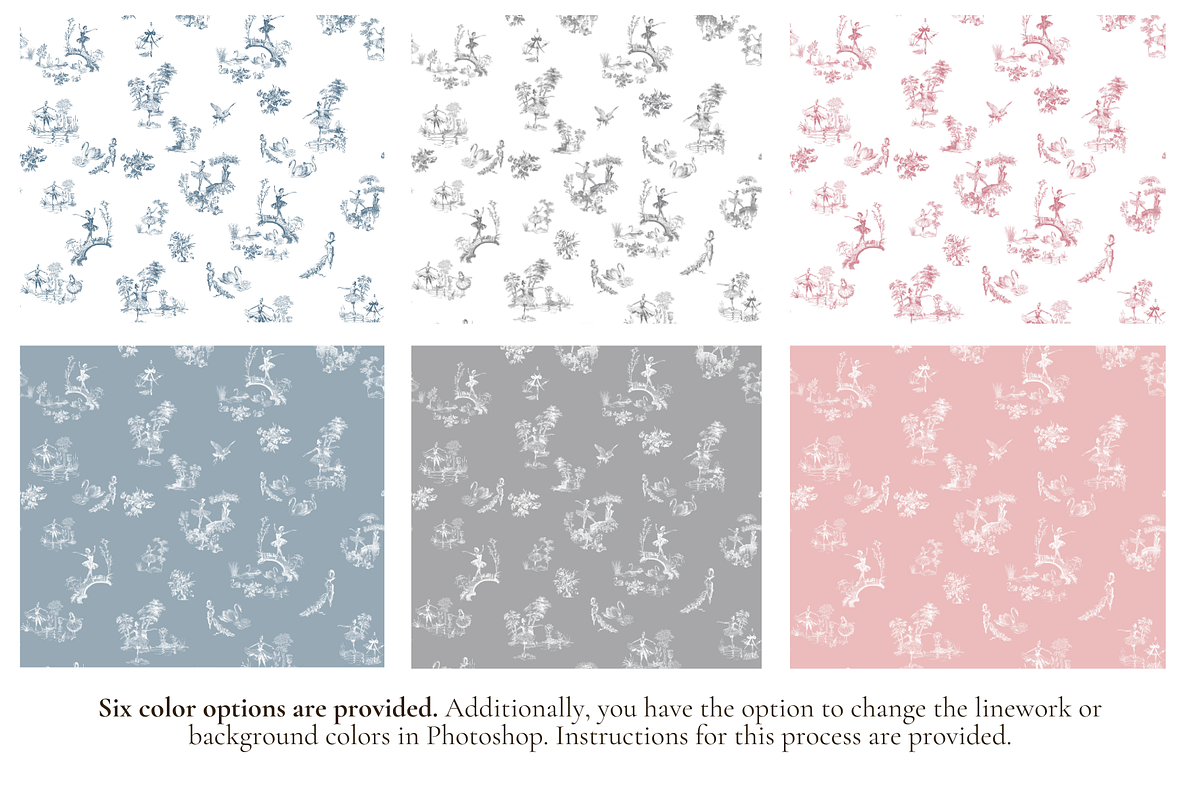 Ballet Toile de Jouy Pattern, a Background Graphic by Hughes Studio (Photo 2 of 7)