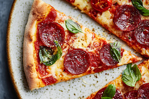 Pepperoni pizza with melted cheese,, a Food & Drink Photo by MistyDay