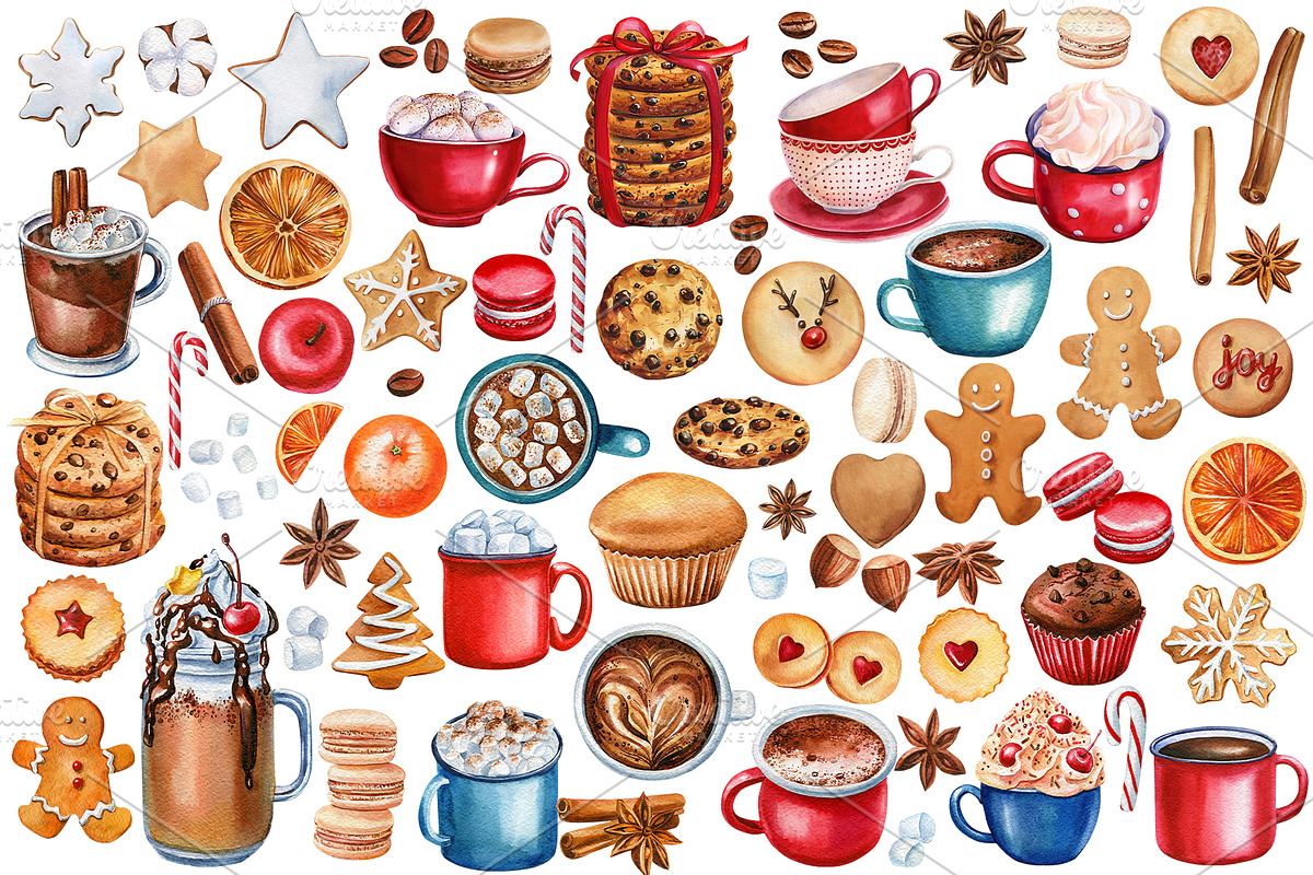 Christmas sweets and hot drinks, a Decorative Illustration by Hanna Hryharenka (Photo 3 of 15)