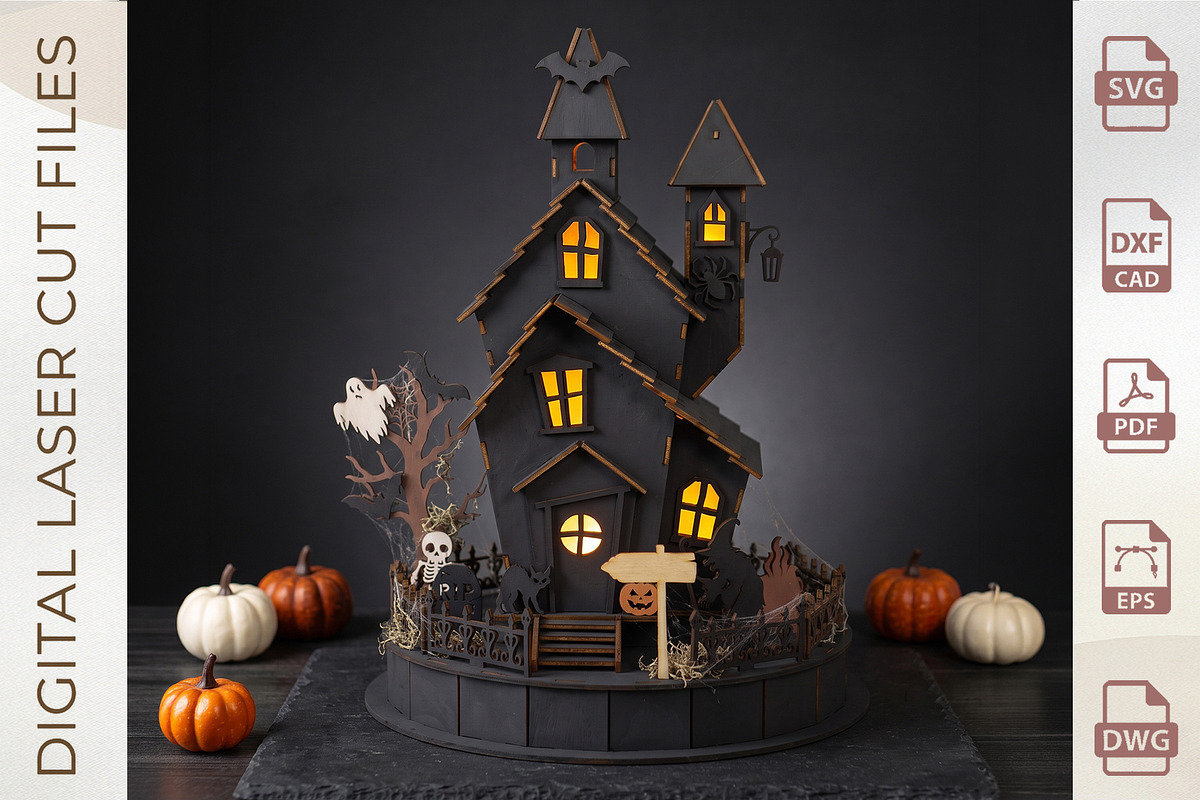 Halloween Haunted House Mansion, an Object Graphic by WoodoraCut (Photo 7 of 9)