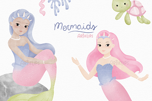Mermaids Clipart, a Person Illustration by Articlips