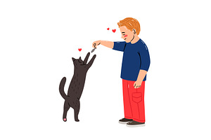 Little boy playing with a cat, an Animal Illustration by Stock-Smart-Start