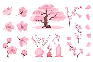 Sakura Blossom Set, an Object Illustration by alexdndz
