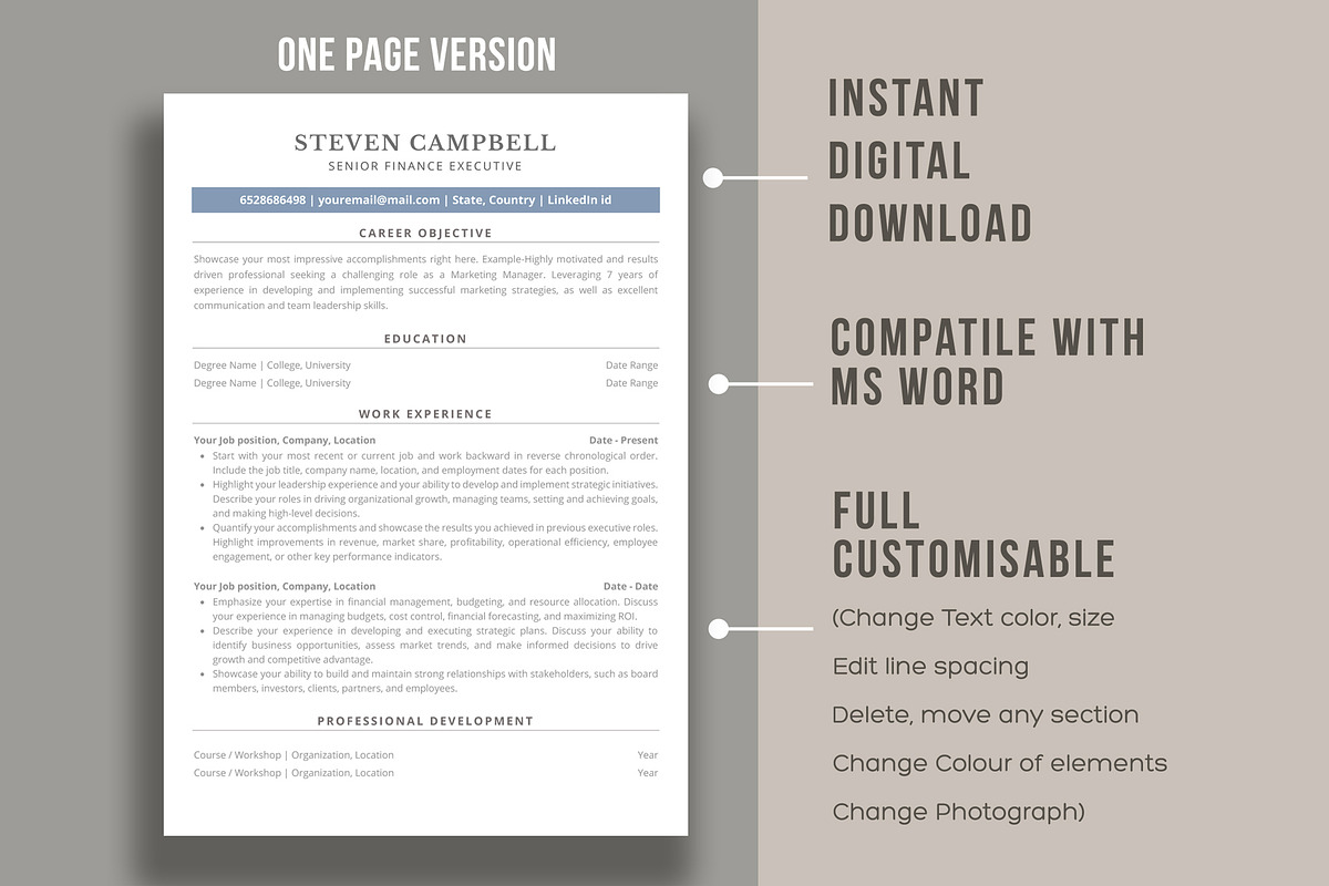 ATS friendly Resume Template word, a Resume Template by aivos (Photo 2 of 7)