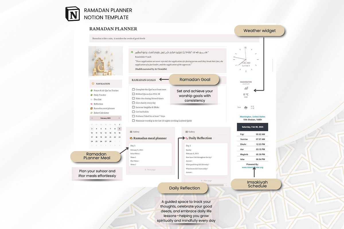 Ramadan Tracker Notion Template, a Design Template by Neelam (Photo 3 of 4)