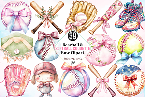 Baseball & Softball Coquette Bow, a Seasonal Illustration by Canvas Craft