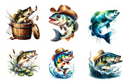 Jumping Bass Fish Clipart, an Illustration by CreationArt (Thumbnail 3 of 5)
