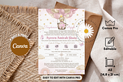 Pink Bear Baby Shower Canva, an Invitation Template by Blooming Daisy (Thumbnail 1 of 3)