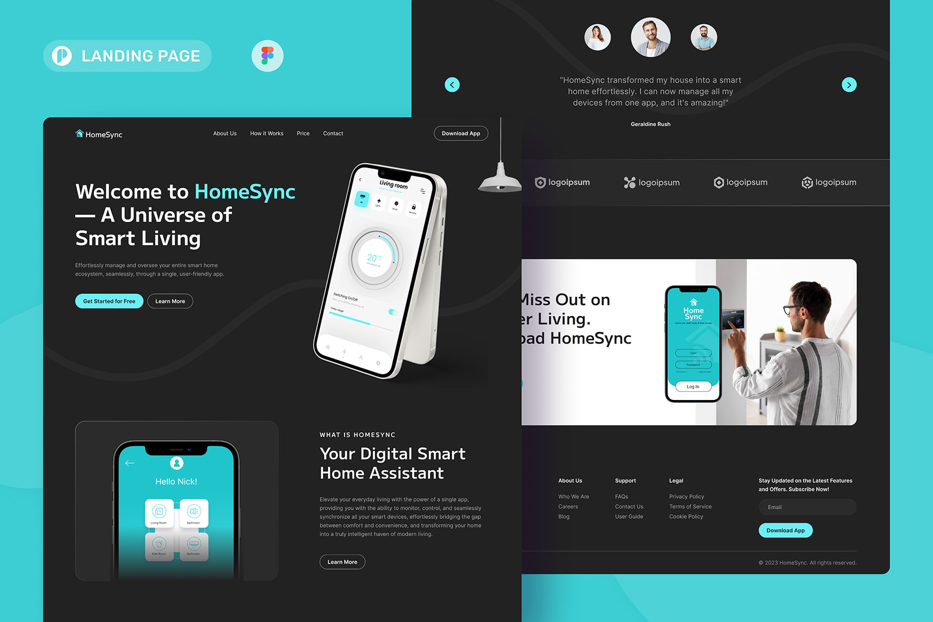 HomeSync - Smart Home Landing Page, an UI Kit Template by peterdraw