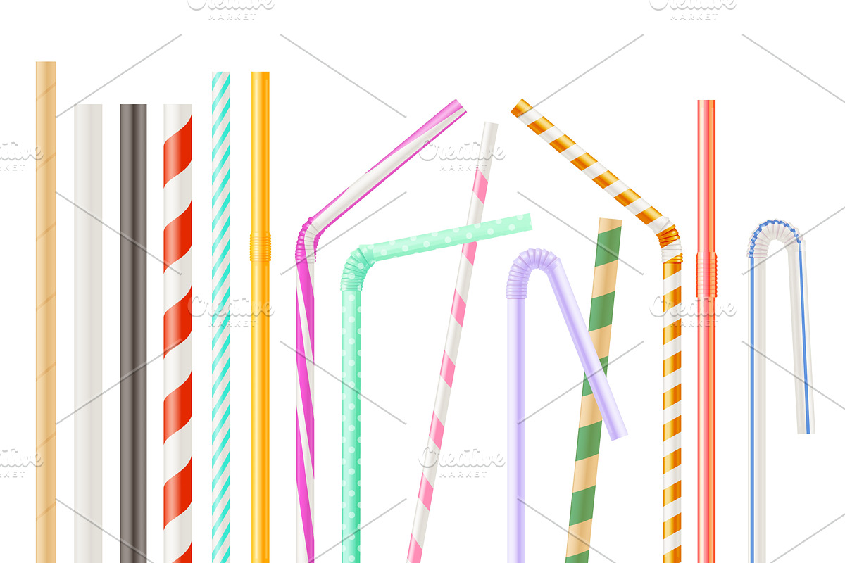 Realistic drinking straw. Plastic, a Food Illustration by Stock-Smart-Start