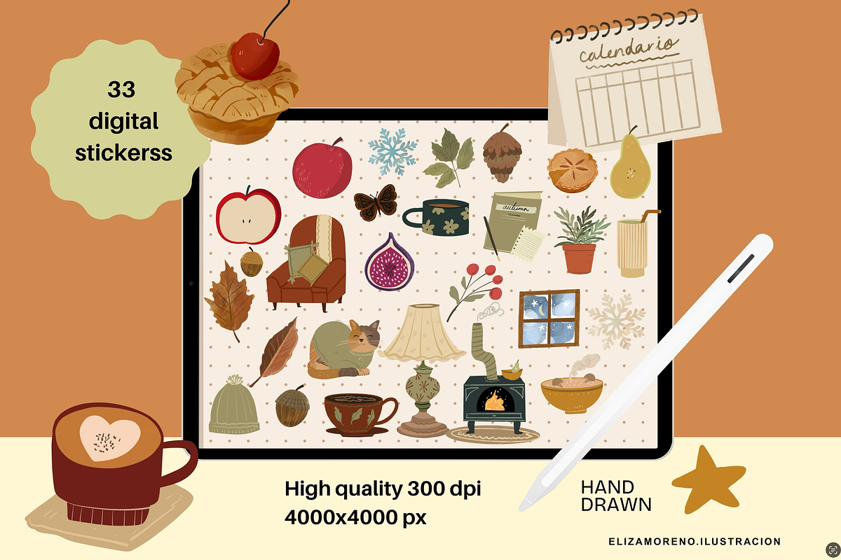 Home Is My Season 33 cozy stickers, a Seasonal Illustration by Cocoa studio by Eliza M (Photo 2 of 4)