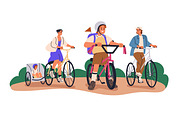 Happy people cycling on bicycles set, a Transportation Illustration by Good Studio (Thumbnail 2 of 11)