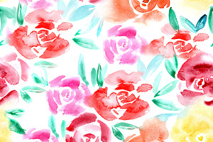 Seamless Watercolor Roses Pattern