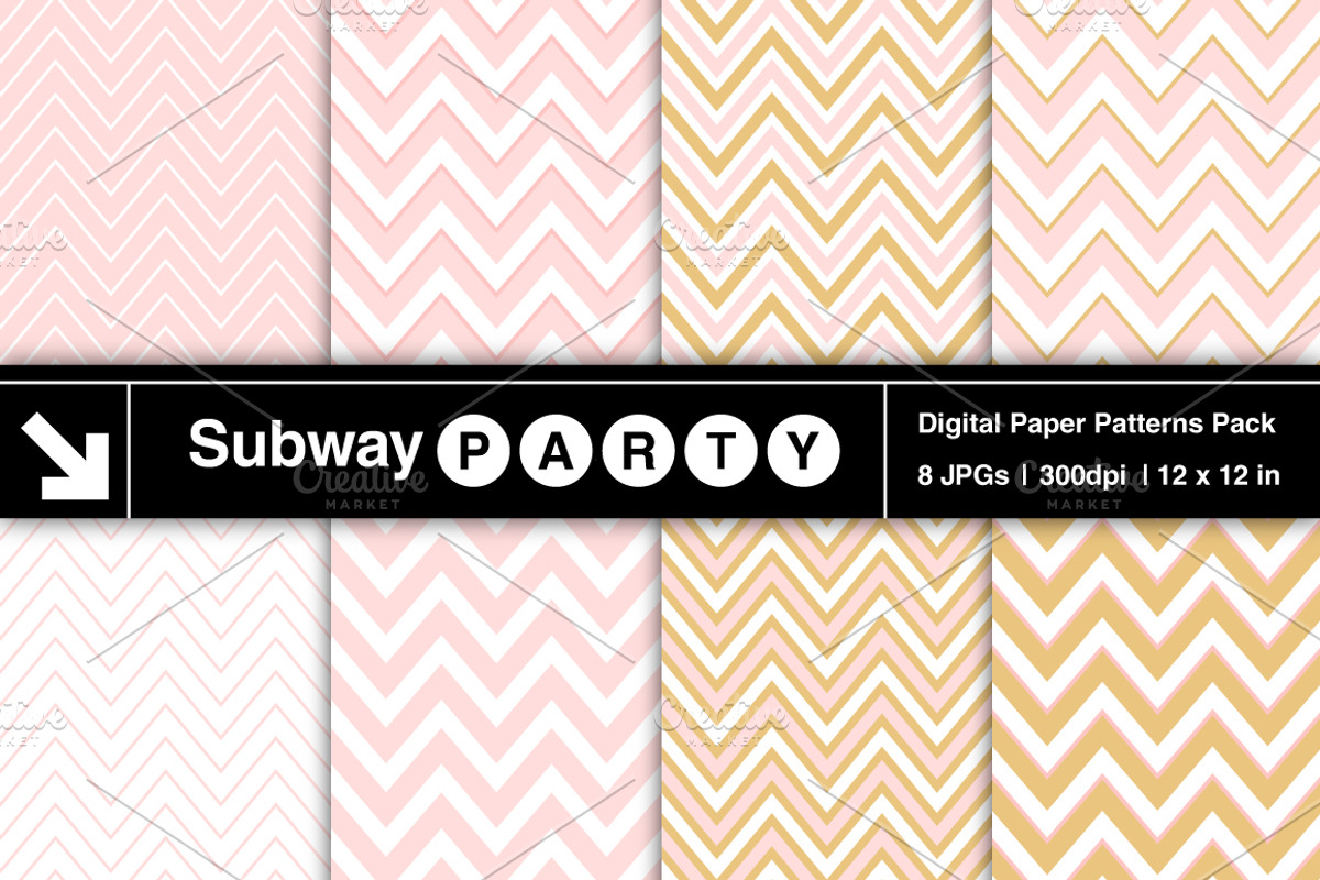 Blush Pink & Gold Chevron