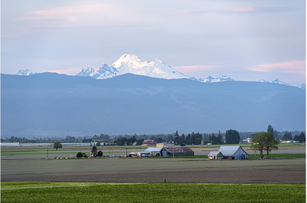 Mount Baker Jutting over a farm on a, a Nature Photo by Always Wanderlust