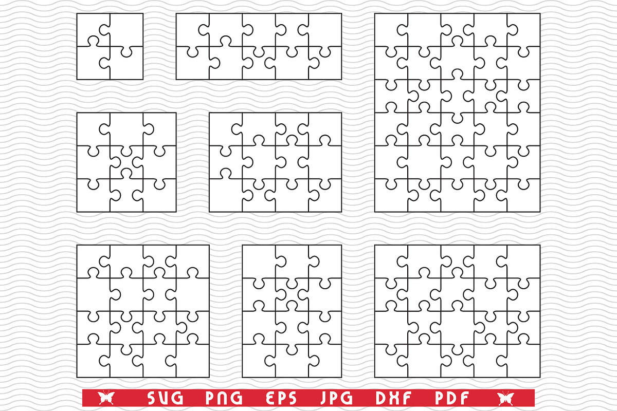 SVG White Puzzles, Separate pieces, a Pattern Graphic by DesignStudioRM (Photo 1 of 6)