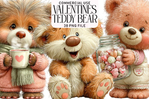 Valentines Teddy Bear Clipart, an Illustration by Daily.Designs