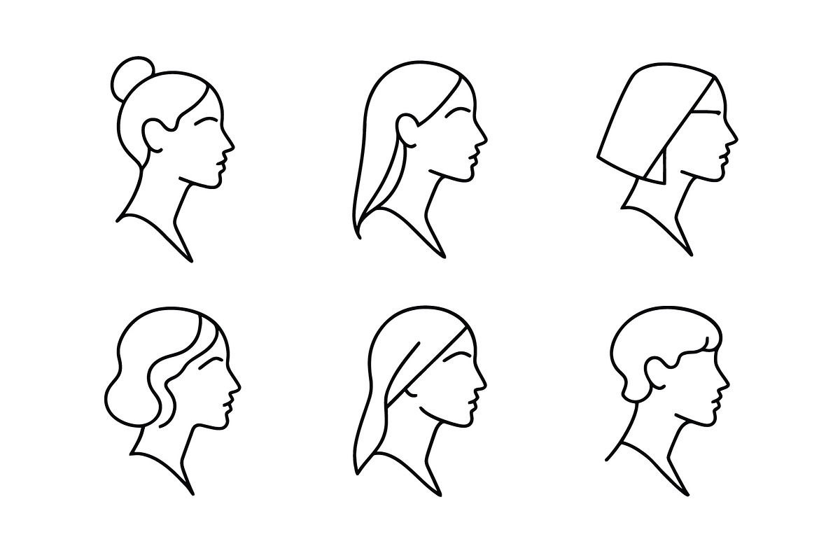 Women Face Logo Bundle, an Outline Icon by Vectorium Studio (Photo 1 of 2)
