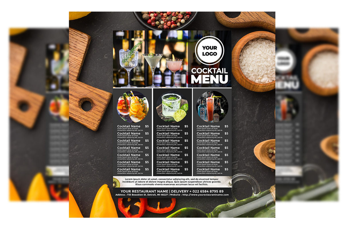 Cocktails Menu flyer, a Flyer Template by imadeDesign (Photo 1 of 3)