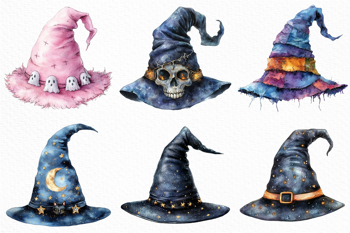 Watercolor Halloween Witch Hat PNG, an Illustration by Craft Nest (Photo 4 of 6)