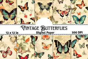Vintage Butterflies Seamless Pattern