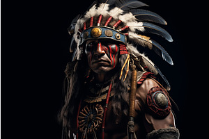 Native Indian Warrior. Generate Ai