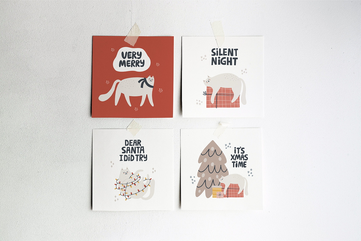 Modern Christmas. Cats & Lettering, an Object Graphic by MaNechaeva (Photo 11 of 14)