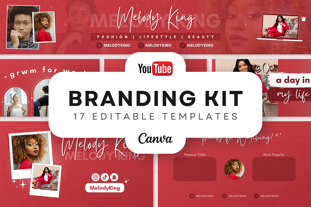 YouTube Branding Kit For Canva, a Social Media Template by OniriqveDesigns (Photo 1 of 10)